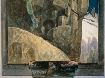 Austria, Viena, Ilustración de la Divina Comedia de Dante Alighieri (Cielo, Canto XXI) por Franz von Bayros, detalle