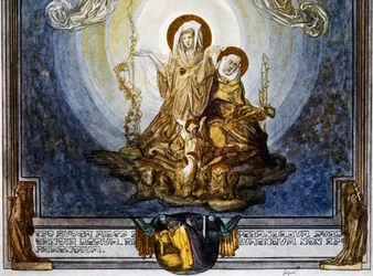 La fe es la sustancia de las cosas que esperamos, y la evidencia de las que no se ven, y esto me parece su quididad, canto XXIV, Cielo, Divina Comedia de Dante Alighieri, ilustración de Franz von Bayros, Viena