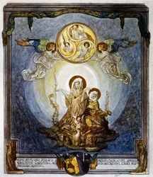 La fe es la sustancia de las cosas que esperamos, y la evidencia de las que no se ven, y esto me parece su quididad, canto XXIV, Paraíso, Divina Comedia de Dante Alighieri, ilustración de Franz von Bayros (1866-1924), Viena