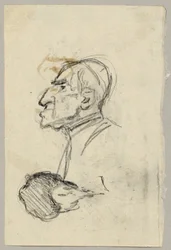 Estudio de retrato de un cardenal, verso: mula vista desde atrás (?)