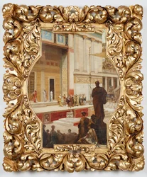 Teatro Dionisio de Atenas. Diseño de la pintura del techo de la escalera del Burgtheater de Viena.