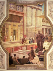 El teatro griego en Taormina, Sicilia de una serie sobre la Historia del Teatro
