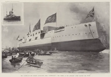El Lanzamiento de Nuestro Barco de Guerra Más Grande, HMS Formidable, el Buque tal como apareció después de dejar las Vías