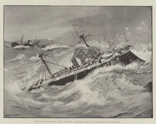 El buque de guerra español, Reina Regente, reportado perdido cerca del Estrecho de Gibraltar
