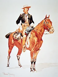 Teniente S.C. Robertson, Jefe de los Exploradores Crow, de una acuarela de 1890