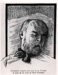 Boceto de Paul Verlaine en su lecho de muerte, de 