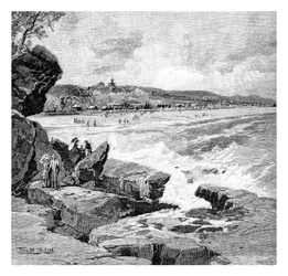 Playa oceánica, Sídney, Nueva Gales del Sur, Australia, 1886
