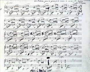 Partitura para Preludio 1 para piano de Frederic Chopin (1810 - 1849), compositor polaco