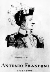 Circo: Aguafuerte de Frédéric Hillemacher, retrato de Antonio Franconi (1793-1805) - en El Circo Franconi