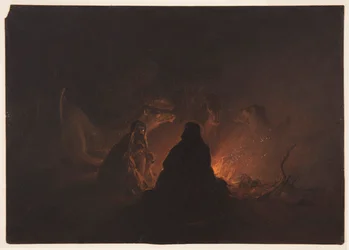 Beduinos en campamento de noche