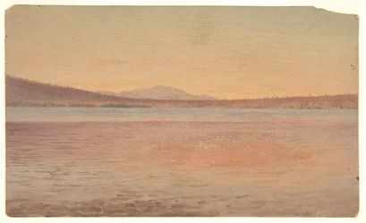 Vista distante de los montes Katahdin y Traveller desde el lago Millinocket