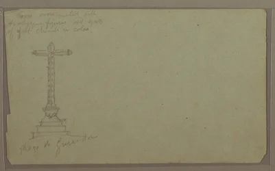 Dibujo, Una cruz en la Plaza Mayor, Guaranda, 1857