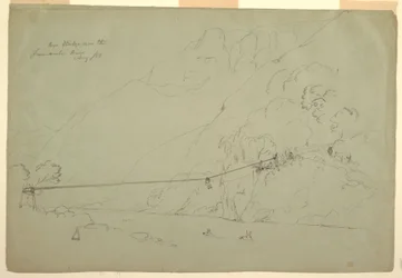 Dibujo, Un puente de cuerda en Colombia, agosto de 1853