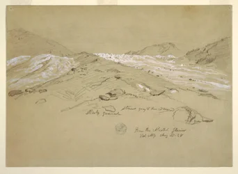 Dibujo, glaciar Aletsch, Alpes Berneses, Suiza, 28 de agosto de 1868