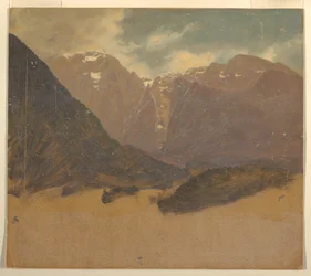 Dibujo, Paisaje alpino (Baviera o Suiza), 1868