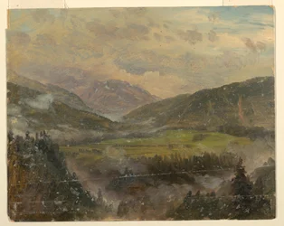 Dibujo, Paisaje de Apline (Baviera o Suiza), 1868