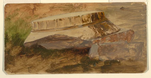 Dibujo, Atenas, capitel caído del Partenón, 1869