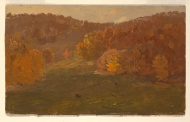 Dibujo, Paisaje otoñal (¿Carolina del Norte), 1865-70