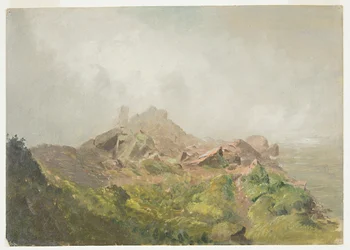 Dibujo, Base de la catarata americana, Niágara, 1856-58