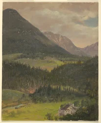 Dibujo, Paisaje de los Alpes bávaros, 1868
