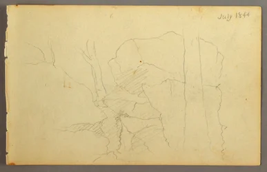 Dibujo, Rocas entre árboles, 1844