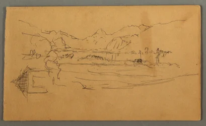 Dibujo, Valle Ancho, Cobertizo, St. Gilgen, Austria, posiblemente 1868