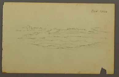 Dibujo, Amplio paisaje ondulado con nubes, 1844