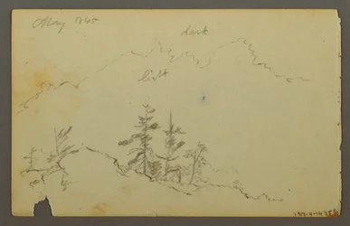 Dibujo, Amplio paisaje ondulado con nubes, 1844