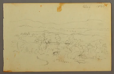 Dibujo, Valle ancho con granjas, 1844