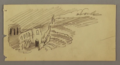 Dibujo, Edificio a la luz de la luna, posiblemente 1869