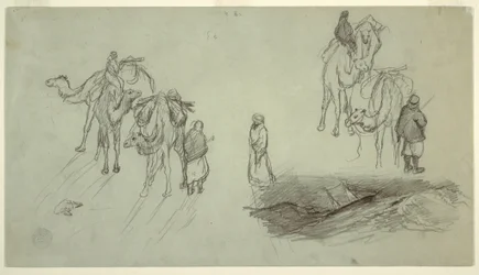 Dibujo, Camellos y jinetes; Sailbo, 1868