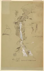 Dibujo, Cascada entre Ceppo Morelli y Macugnaga