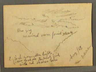 Dibujo, Jungfrau cubierto de nubes, Interlaken, Suiza, agosto de 1868