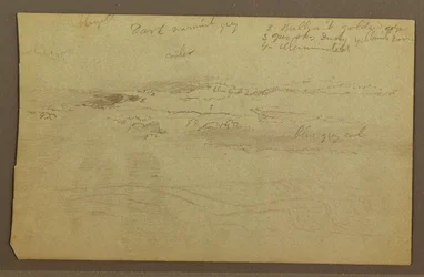 Dibujo, Estudio de nubes sobre colinas, década de 1860
