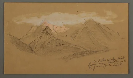 Dibujo, Nubes sobre picos montañosos, posiblemente 1868