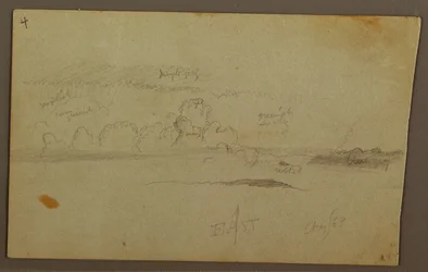 Dibujo, Nubes sobre la cordillera, 1863