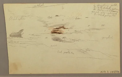 Dibujo, Nubes sobre la cordillera, 1863