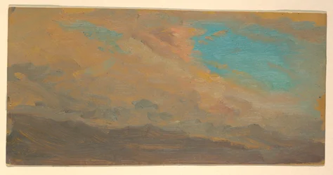 Dibujo, cielo nublado sobre montañas; reverso: elevación de un monumento, julio de 1865