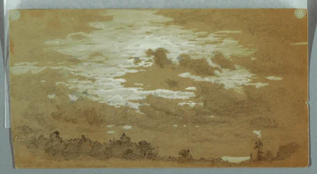 Dibujo, Cielo nublado sobre una cresta boscosa, Niágara, posiblemente 1858