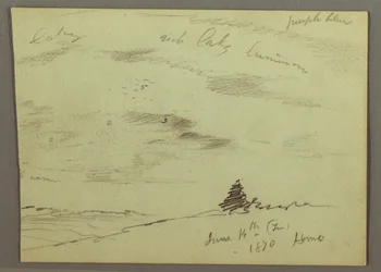 Dibujo, Cielo nublado, ladera, 1870