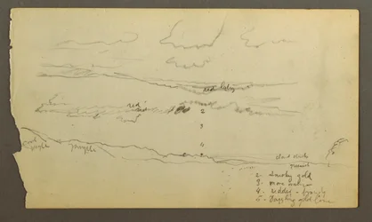 Dibujo, Cielo nublado sobre un valle (¿Maine), posiblemente 1860