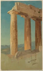 Dibujo, Columnas del Partenón, Atenas, 21 de abril de 1869