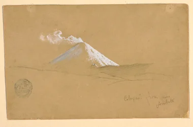 Dibujo, Cotopaxi desde cerca de Ambato, Ecuador, 1853
