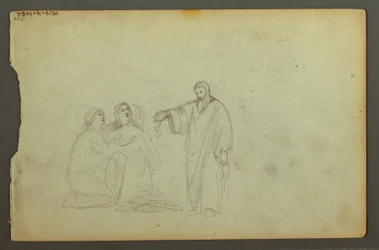 Dibujo, Vagón cubierto, Tres estudios de una mujer, posiblemente 1868