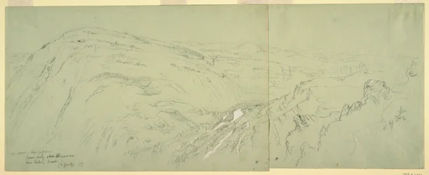 Dibujo, Vista lejana de Damasco, Siria, 1868