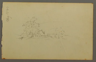 Dibujo, Edificios agrícolas distantes, 1844