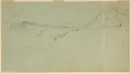 Dibujo, Vista lejana del lado norte de la Acrópolis, 1869
