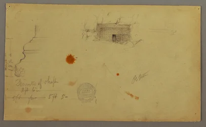 Dibujo, Casa abovedada, Casa con escalera, febrero, posiblemente 1868