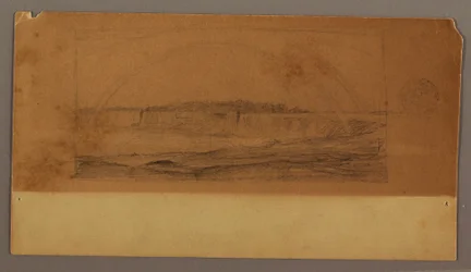 Dibujo, Doble arco iris sobre las cataratas, río Niágara, posiblemente 1858