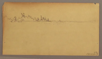 Dibujo, Doble arco iris sobre las cataratas, río Niágara, posiblemente 1858
